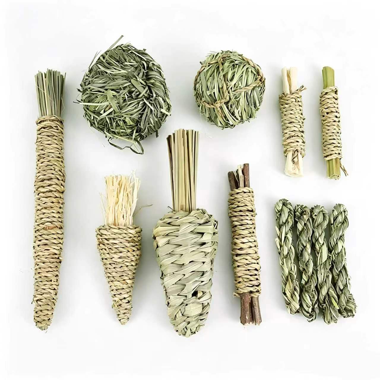兔子天然磨牙草球套装